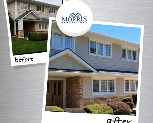 Siding Before and After Photo in Morristown NJ color is savanah whicker